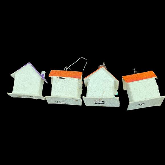 Putz Sugar House Japan Cardboard Glitter House Small Ornament Lot of 4 Vtg READ - Picture 6 of 16